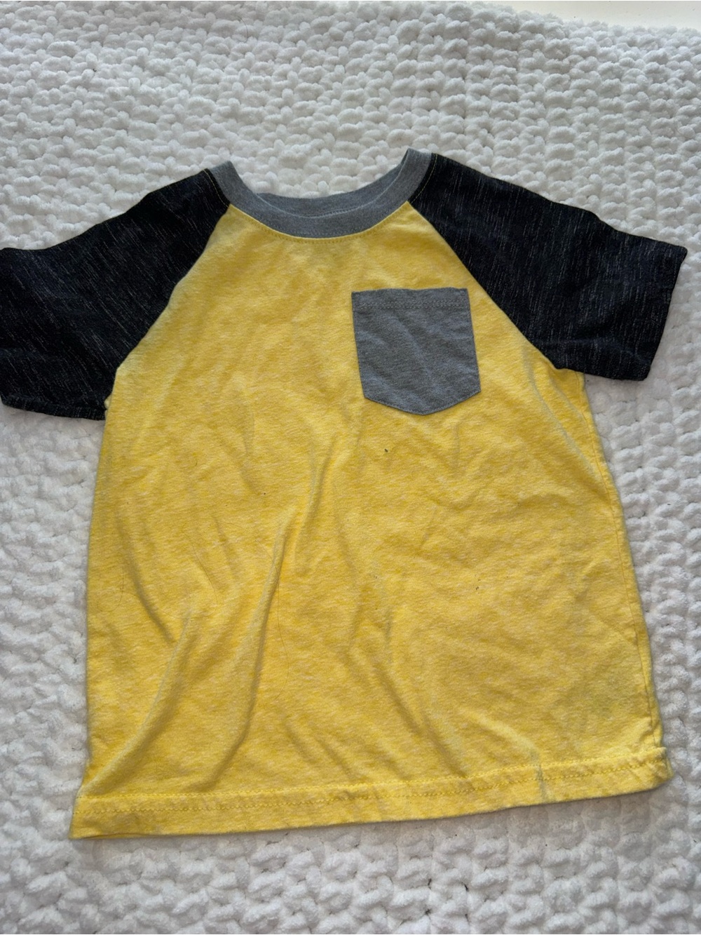 Garanimals Yellow Tee with Black Raglan Sleeves and Gray Pocket